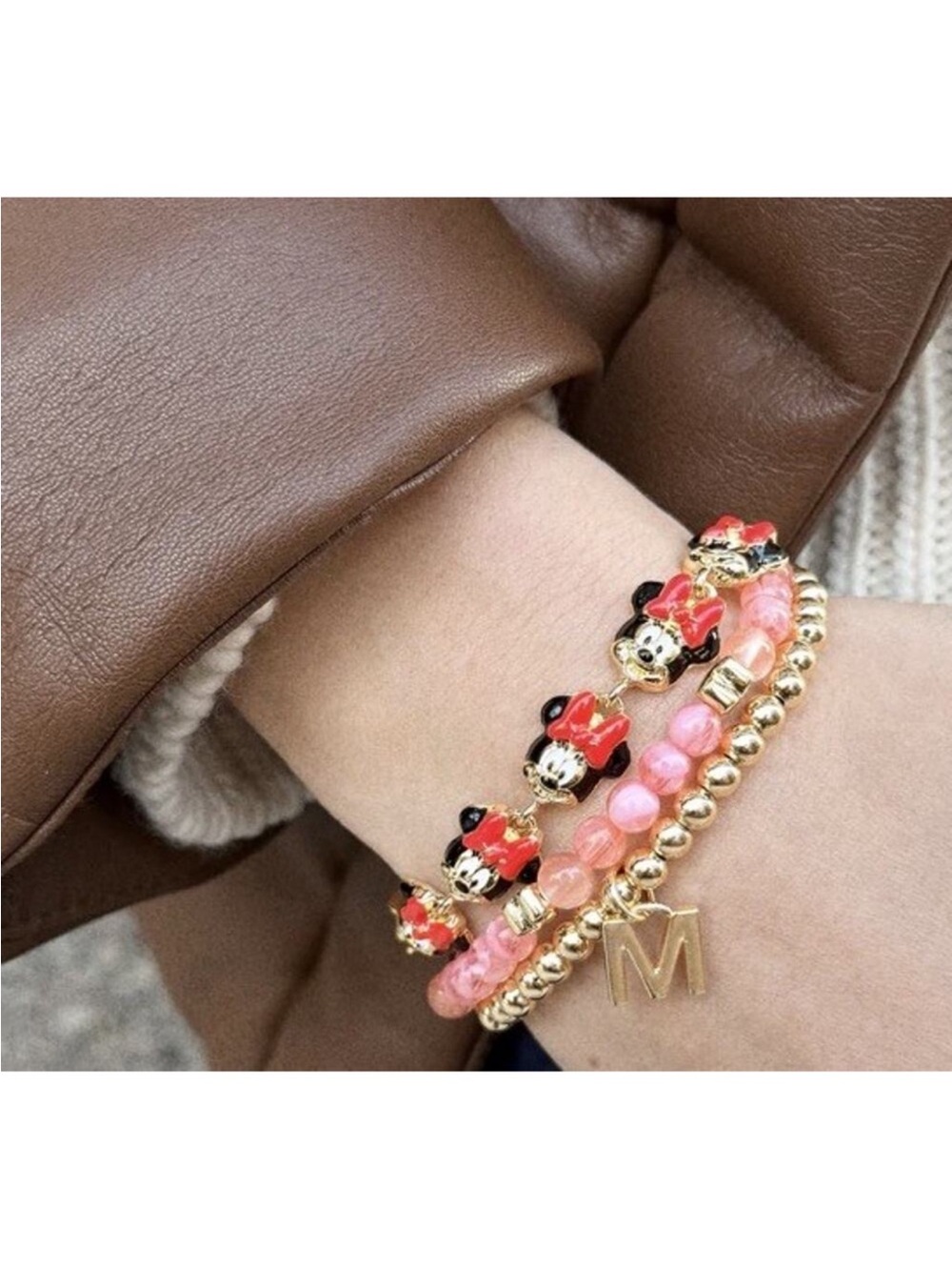 NWT BaubleBar Minnie Mouse Gold-Tone Adjustable Bracelet with Red Bows - Picture 5 of 12
